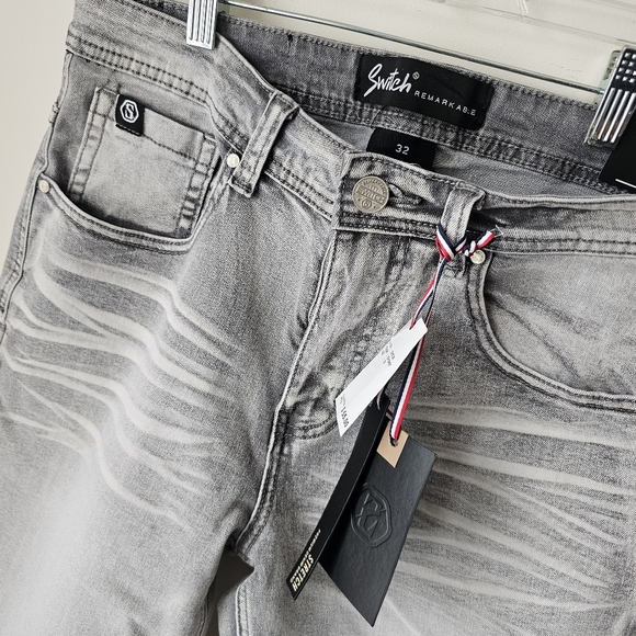 Skinny Fit Men's Gray Shorts with Stretch Size 32 - Picture 4 of 14